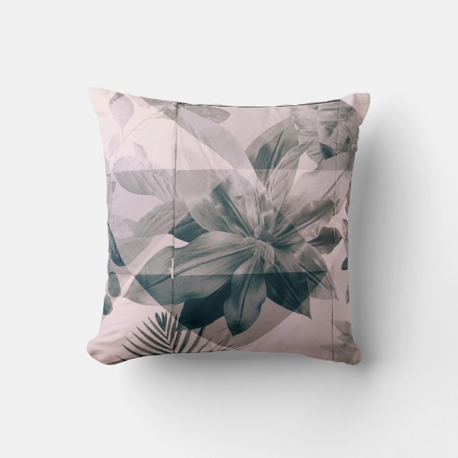 VITA OCH GRÅTT BLOMMIGT PÄRKT VALL OCH DÖRR KUDDE (Framsida)