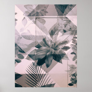 VITA OCH GRÅTT BLOMMIGT PÄRKT VALL OCH DÖRR POSTER