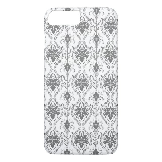Vita och grått Damask-öppningen mönster Case-Mate iPhone Skal (Baksida)