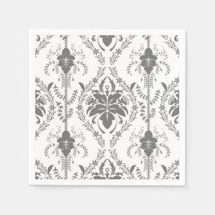 Vita och grått Damask-öppningen mönster Pappersservett