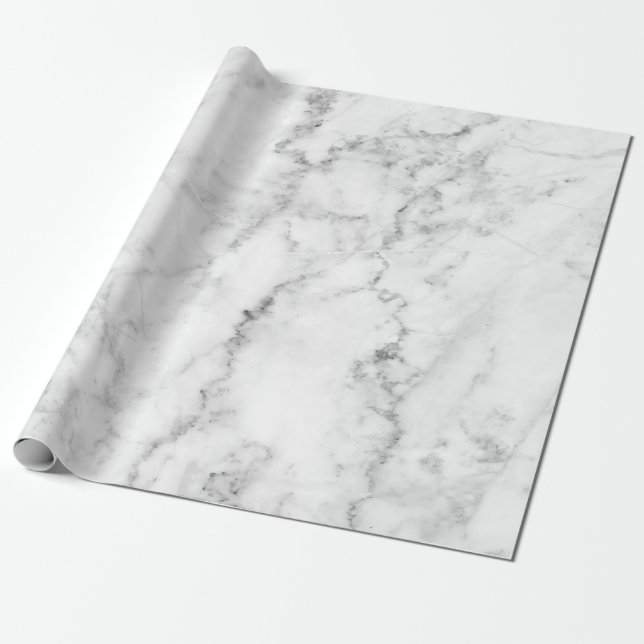 Vita och Grått Faux Marble Presentpapper (Utrullad)