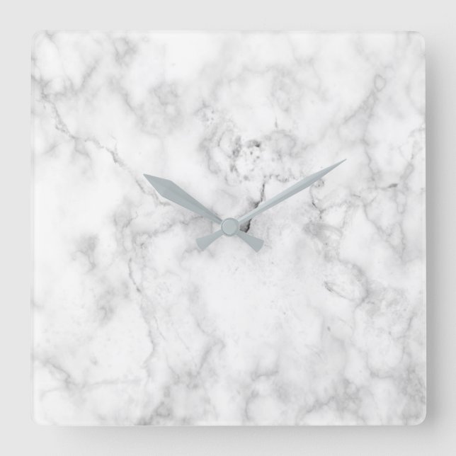 Vita och grått faux marble struktur fyrkantig klocka (Framsida)