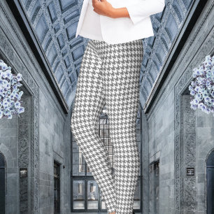Vita och Grått Houndstooth Leggings