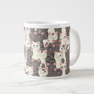 Vita och grått katter mönster jumbo mugg