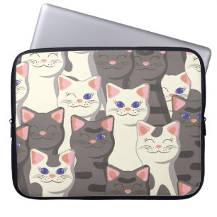 Vita och grått katter mönster laptop fodral