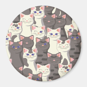 Vita och grått katter mönster magnet