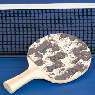 Vita och grått katter mönster pingisracket