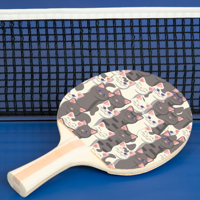 Vita och grått katter mönster pingisracket (Insitu)