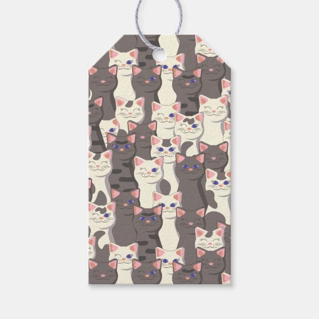 Vita och grått katter mönster presentetikett (Framsidan)