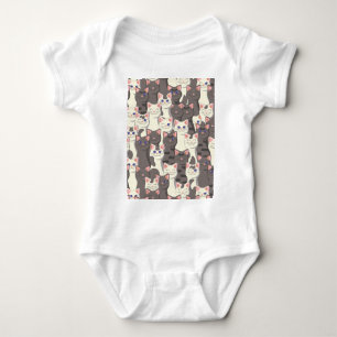 Vita och grått katter mönster t shirt