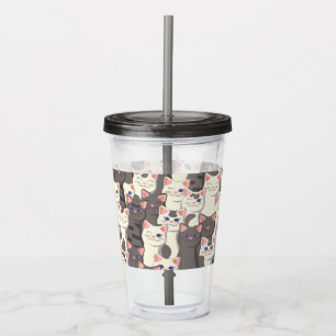 Vita och grått katter mönster take away mugg