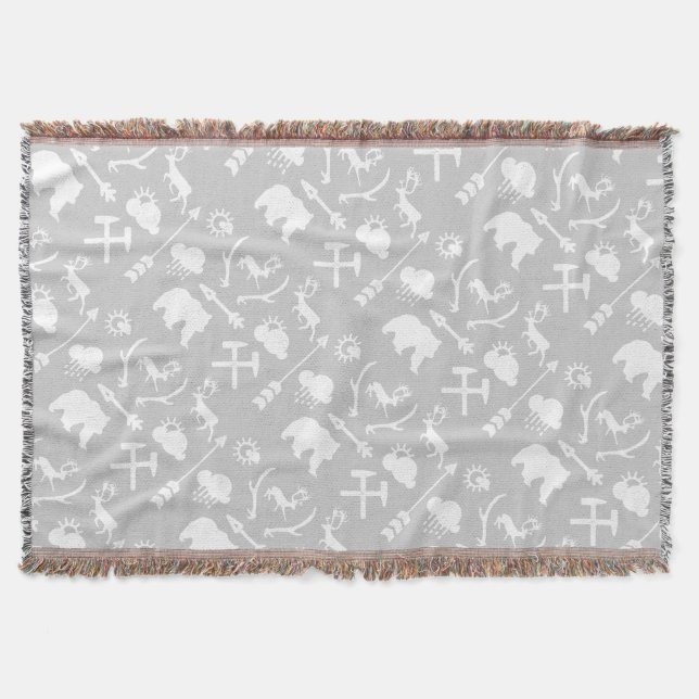 Vita och Grått Måne moln Bear Hjort Lodge Boys Mysfilt (Framsidan)