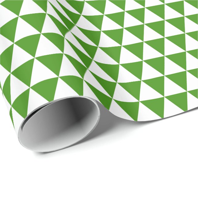 Vita och gröna trianglar presentpapper (Rullad Hörn)