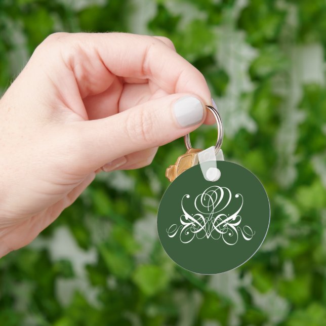 Vita och Grönt, blommande Ro Nyckelring (Hand)