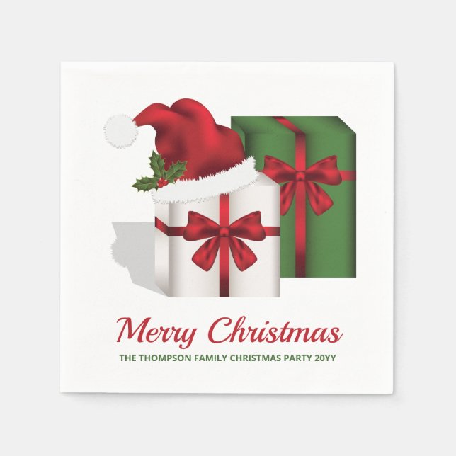 Vita och Grönt-presentfält med Anpassningsbar Pappersservett (Framsidan)