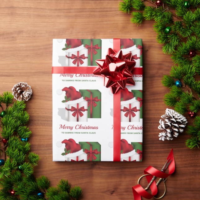 Vita och Grönt-presentfält med Anpassningsbar Presentpapper (Julgåva)