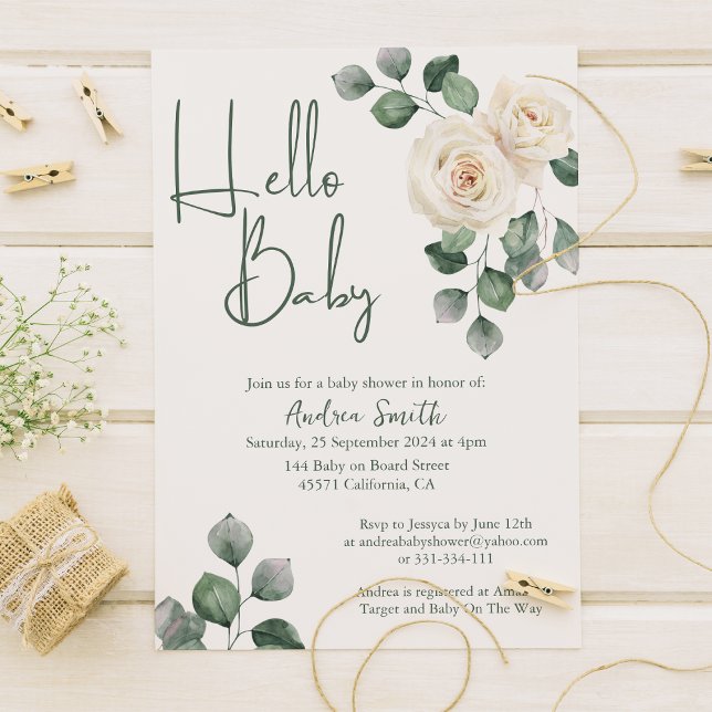Vita och Grönt Ro Baby Shower Inbjudningar (Skapare uppladdad)