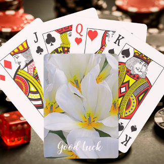 Vita och Gula blommor Lycka till Casinokort