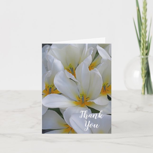 Vita och Gula blommor Tack Kort (Framsida)
