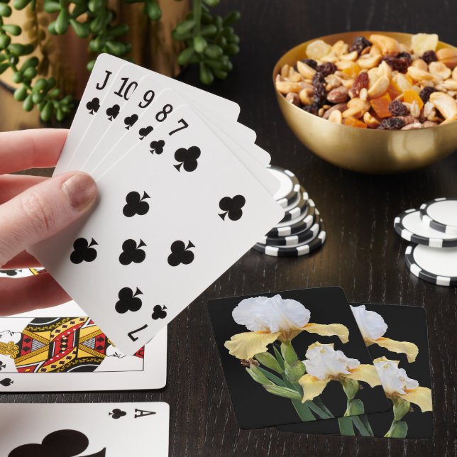 Vita och gula Iris Blommor Casinokort (På plats)