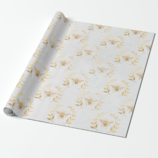 Vita och Guld Bee Bröllop Presentpapper