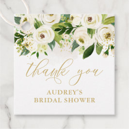 Vita och Guld Blommiga Tacksamtgåvor Etiketter