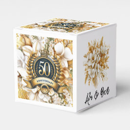 Vita och Guld Blommigt 50-årsjubileum Presentaskar