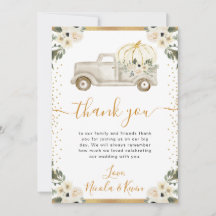 Vita och Guld Blommigt Pumpkin Lastbil Fall Weddin