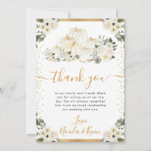 Vita och Guld Blommigt Pumpkins Fall Wedding