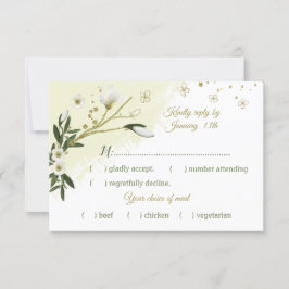 Vita och guld blommor grönt löv val av måltid OSA kort