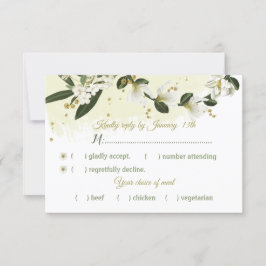 Vita och guld blommor grönt löv val av måltid OSA kort