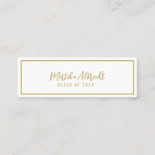 Vita och Guld Bold Typography Namn Card Mini Visitkort