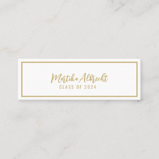 Vita och Guld | Bold Typography Namn Card Mini Visitkort