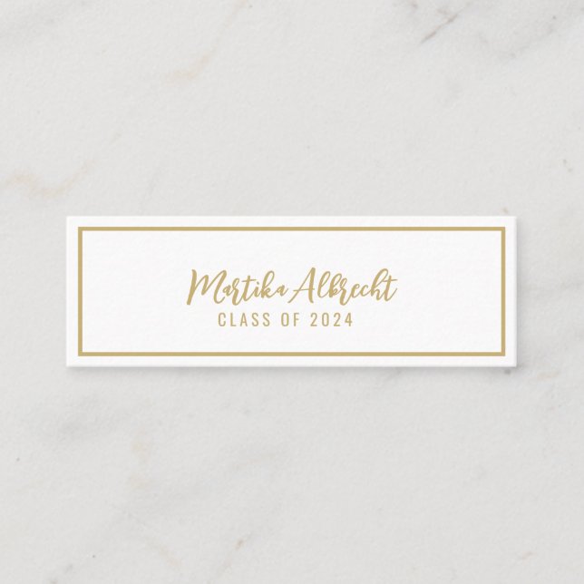 Vita och Guld | Bold Typography Namn Card Mini Visitkort (Framsida)