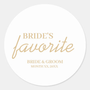 Vita och Guld Brides favoritsnack Bröllop Runt Klistermärke