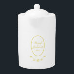 Vita och Guld Bröllop<br><div class="desc">Skapa personlig bröllop memento tekanna som innehåller paret bröllop och datumet för ceremonin i bröllop. Har en ro-design i vitt och guld. Lägg bara till namn och datum. Använda mallen som ska anpassas.</div>