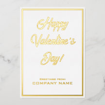 Vita och Guld Business Valentine Foil Card