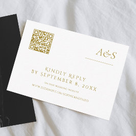 Vita och Guld Champagne Bröllop OSA QR-kod Tilläggskort