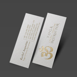 Vita och Guld Embossed OM Symbol Yoga Instructor Mini Visitkort