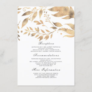 Vita och Guld Fall Wedding Information Guest Tilläggskort