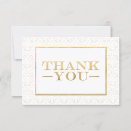 Vita och Guld Fleur De Lis Bröllop tackkort Tack Kort