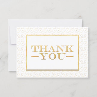 Vita och Guld Fleur De Lis Bröllop tackkort Tack Kort