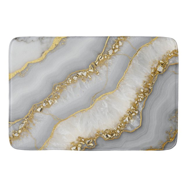 Vita och Guld flytande Moonstone-Personlig Badrumsmatta (Framsidan)