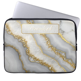Vita och Guld flytande Moonstone-Personlig Laptop Fodral