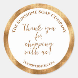 Vita och guld foil tack för att du har shoppat med runt klistermärke