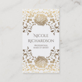 Vita och Guld Foliage Elegant Beauty Vintage Visitkort