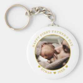 Vita och Guld, första Fars dag-foto Nyckelring