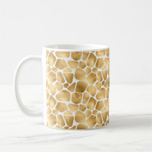 Vita och Guld Giraffe-utskrift Kaffemugg