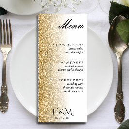 Vita och Guld Glitter, bröllopsmottagning Meny