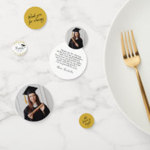 Vita och Guld Glitter dammen Studenten Tack